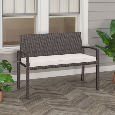 Causeuse de patio pour 2 personnes avec coussin de siège amovible et dossier en métal