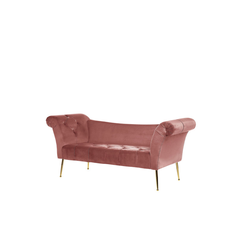 Uriel Velvet Chaise Lounge, Pink