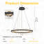 Modern Wagon Wheel Chandelier - 24-Light Black Metal Ring Pendant with Bubble Glass Globes, 23.6" Dimmable LED Ceiling Light for Dining Room Kitchen Island