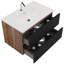 Meuble-lavabo mural noir et noyer de 30 pouces avec lavabo intégré en céramique et grand rangement, parfait pour les salles de bain modernes