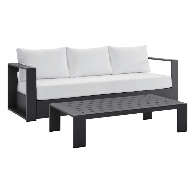 Ensemble de 2 pièces de patio en aluminium thermolaqué Tahoe par Modway, Blanc, Gris