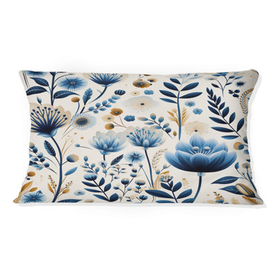 Nordic Blue Bloom Scandinavian Floral - Coussin à imprimé floral