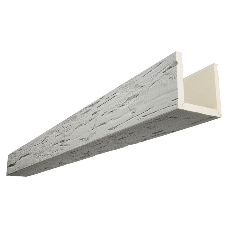 Poutre en imitation de bois taillée à la main à trois côtés (poutre en U), H 12 po x l 8 po, Cachemire, L 20 pi