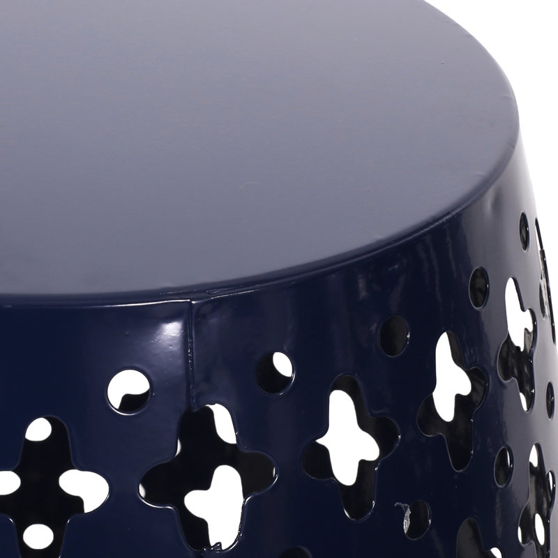 Table de bout moderne - métal bleu marine, cadre en fer découpé, l 16,48 po x P 16,48 po 19,99 h, aucun assemblage requis