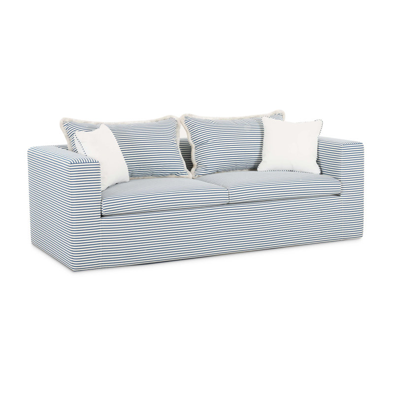 Salty Striped Indoor/Outdoor Sofa, Blue