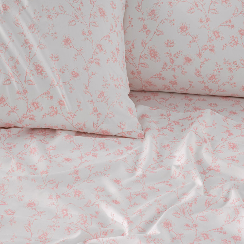 Hyprest Sheets, Soft Breathable Farmhouse Bed Sheet Sets, Deep Pocket Sheets, Queen Sheet Set, Pink Floral