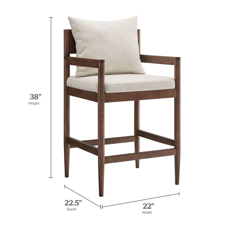 Remington Wood Counter Stool, Salt, Counter Stool (26.5” Seat Height)