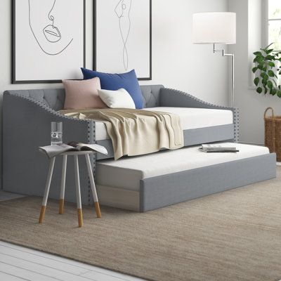 Vonda Upholstered Linen Daybed with Trundle Bed