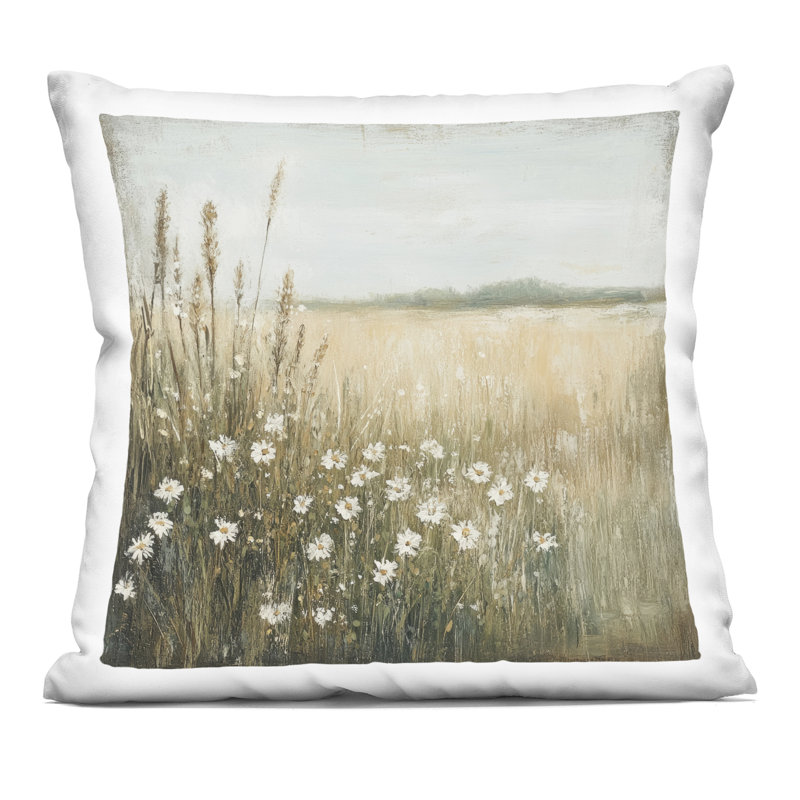Coussin décoratif imprimé "Daisy Dream Landscape" par Petal Prints Design