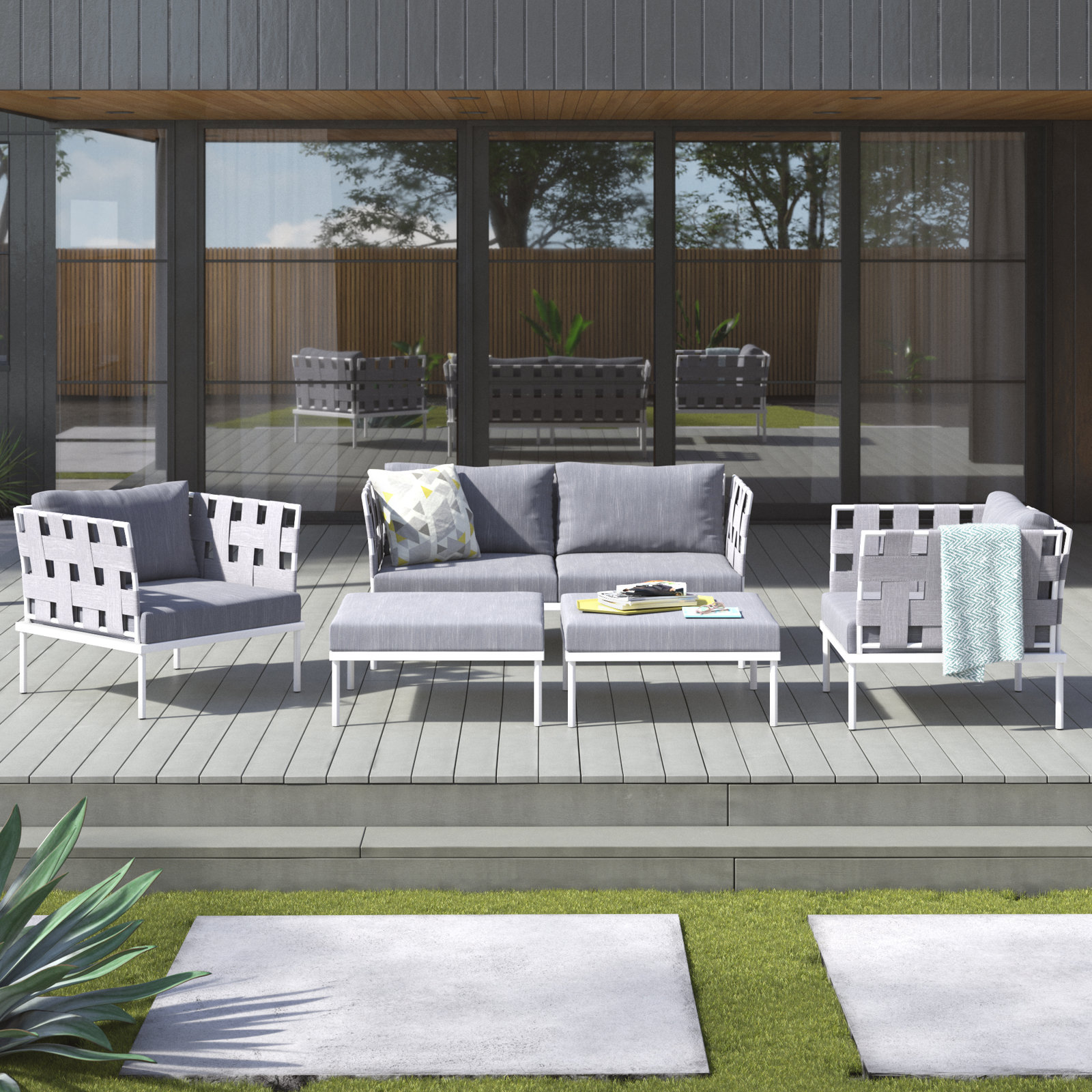 Harmony 5-Person Patio Seating Group, Gray