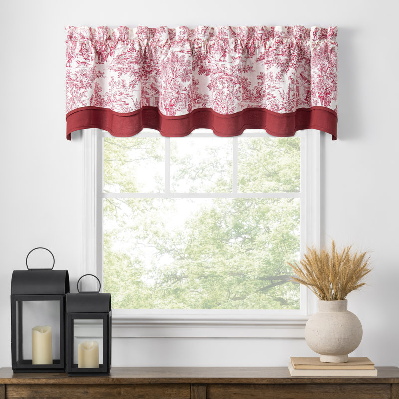 Verrall Cotton Toile Scalloped Window Valance, Blue