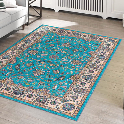 Tapis oriental bleu / brun