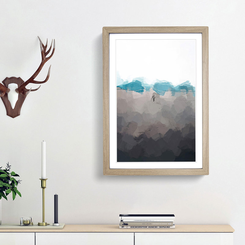 Desert Walker in Abstract - Picture Frame Graphic Art Print, 48cm H x 36cm W x 2cm D, Oak Framed