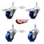 3.5 Inch SS Solid Poly 3/8 Inch Threaded Stem Caster Set 2 Total Lock Brake SCC