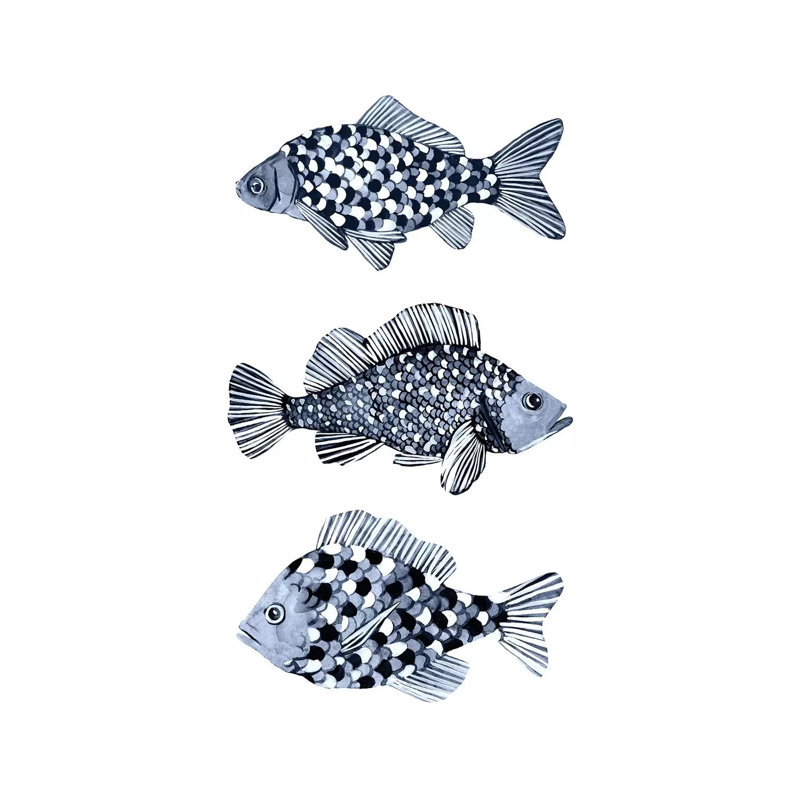 Blue Fish II by Emma Scarvey - Wrapped Canvas Gallery-Wrapped Canvas Giclée, 101.6 cm H x 66.04 cm W