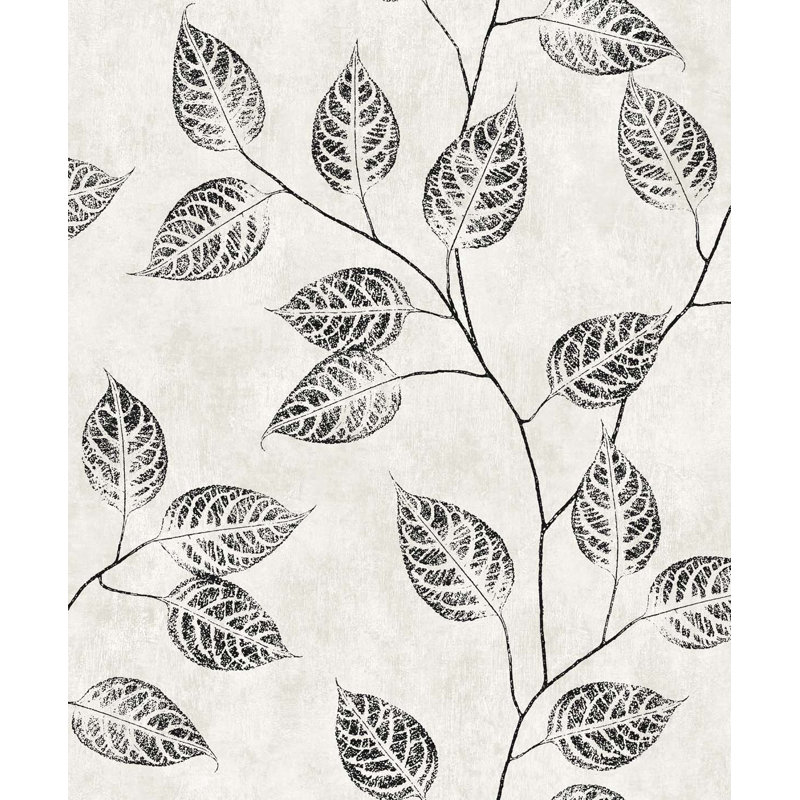 Rouleau de papier peint L 33 pi x l 20,9 po Branch Trail Silhouette, Noir / blanc