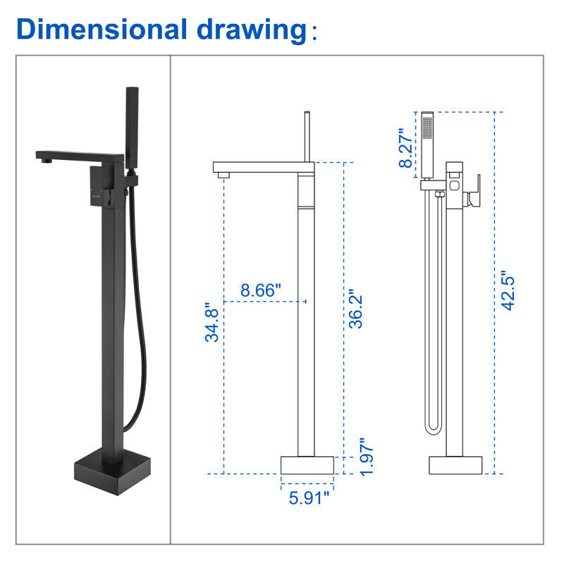 Floor Tub Filler, Matte Black