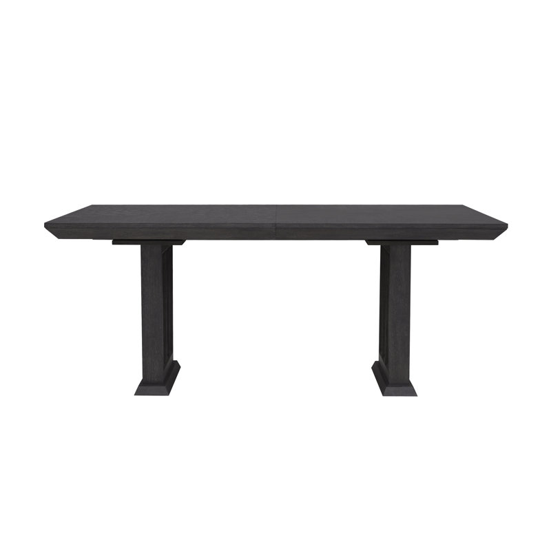 Quincy Double Pedestal Extendable Brown Wood Dining Table