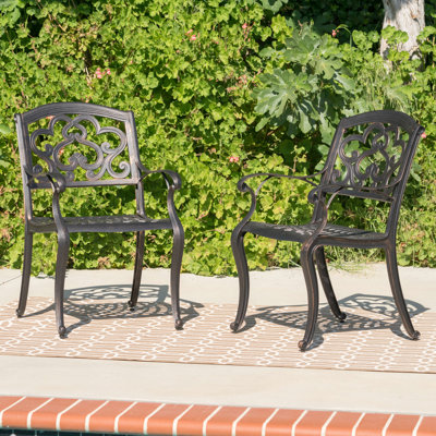 Of 2 Cast Aluminum Dining Chairs, Copper Color, Rust, Comfortable Seating, Cloud 2pcs Chairs In - Rust &