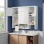Bathroom Wall Cabinet With Mirror, Medicine Cabinet With Open Shelves, 2 Towels Bars For Bathroom, Laundry Room, Kitchen, White