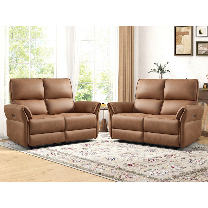 Causeuse inclinable électrique de 56 po de largeur avec port USB et ports Type-C (ensemble de 2)