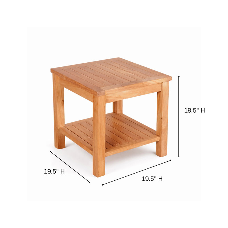 Galvan Square Teak Outdoor Side Table , 19.5'' in. W 19.5'' in. D