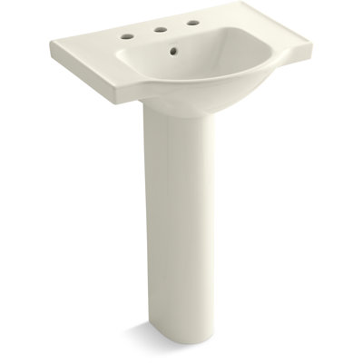 Veer™ Ceramic Pedestal Bathroom Sink with Overflow