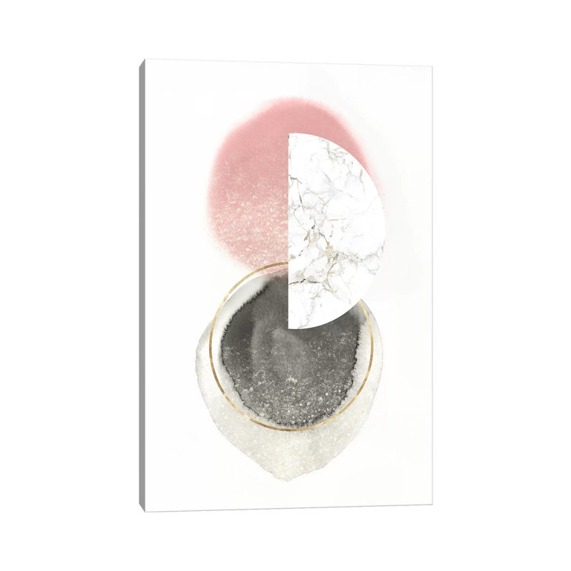 «Blush Geo I» par Isabelle Z - impression d'art graphique, H 60 po x l 40po x P 1,5 po, Aucun mat, Toile tendue