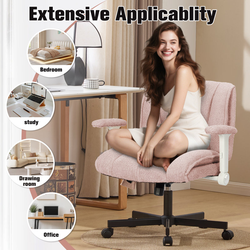 Adjustable Ergonomic Cross Legged Desk Chair with Adjustable Up&Down and Flip-Up Armrests & Lumbar Support, 300LBS Capacity