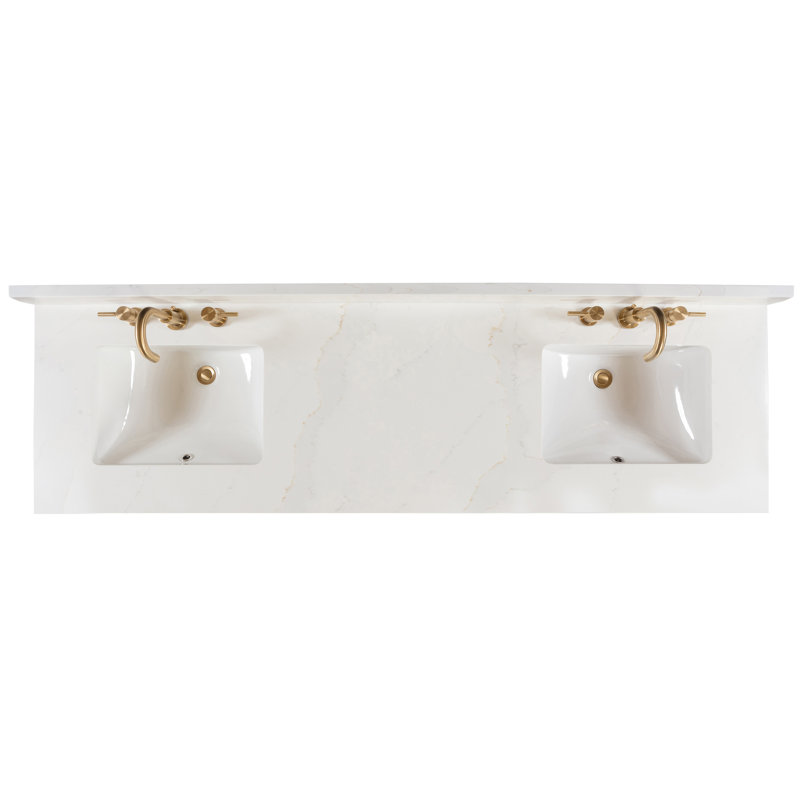 Adele 30'' Free Standing Single Bathroom Vanity with Quartz Top, Black, Gold, 73