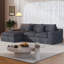 Boneless 108" No Assembly Required Modular Corduroy  Sectional Sofa With Deep Seat, 3 Thickened Seat Cushions, 2 Throw Pillows, Compression Sofa-662052539