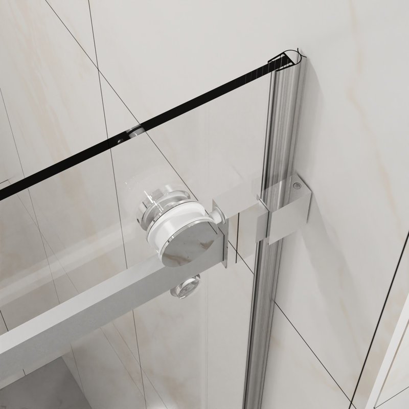 48" Wide Glass Shower Door, 72" High, 1/4" (6Mm) Tempered With Easy - Clean Coating, Finish, Adjustable, Splash Proof Threshold, Smooth Sliding H Wide, 6Mm Glass, Clean, Adjustable 44 48 In W, Quiet