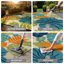 Tapis floral intérieur / extérieur beige / bleu marine / bleu sarcelle / vert / orange-1435367778-1435971255