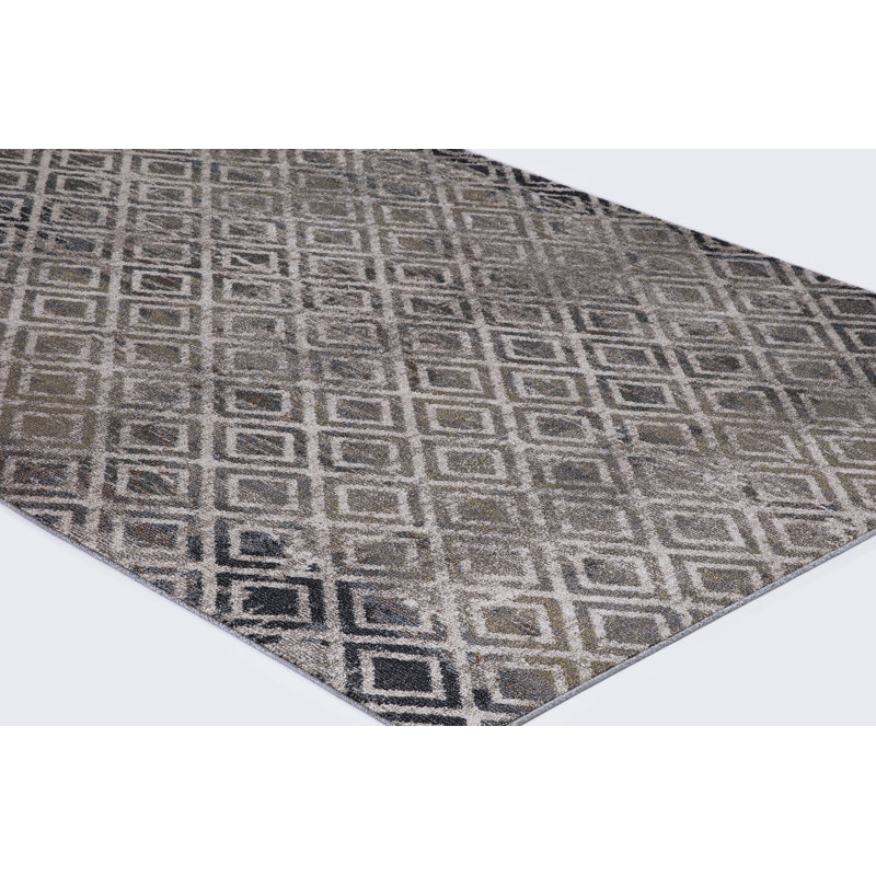 Diamant beige géométrique usé / fondu beige, Rectangle 6 pi 7 po x 9 pi 3 po