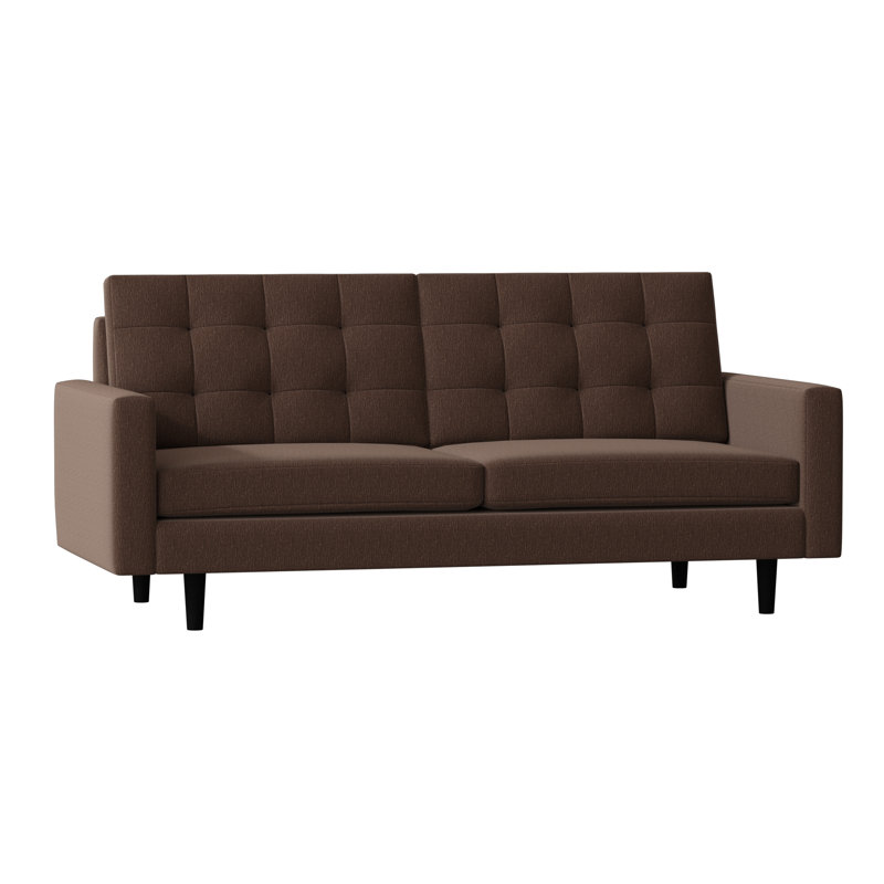 Canapé à accoudoirs carrés avec coussins réversibles, Brun Key, 60 pouces, Noir