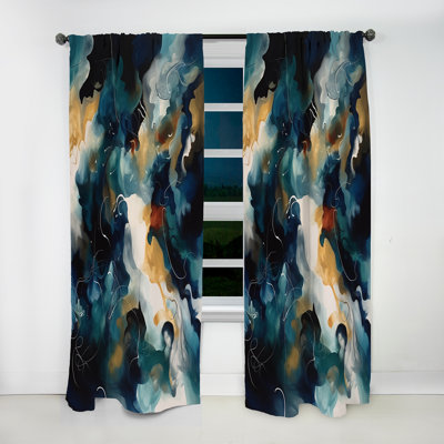 Blue And White Artistic Movement - Abstract Curtain - Blackout Geometric Curtain - 1 Panels