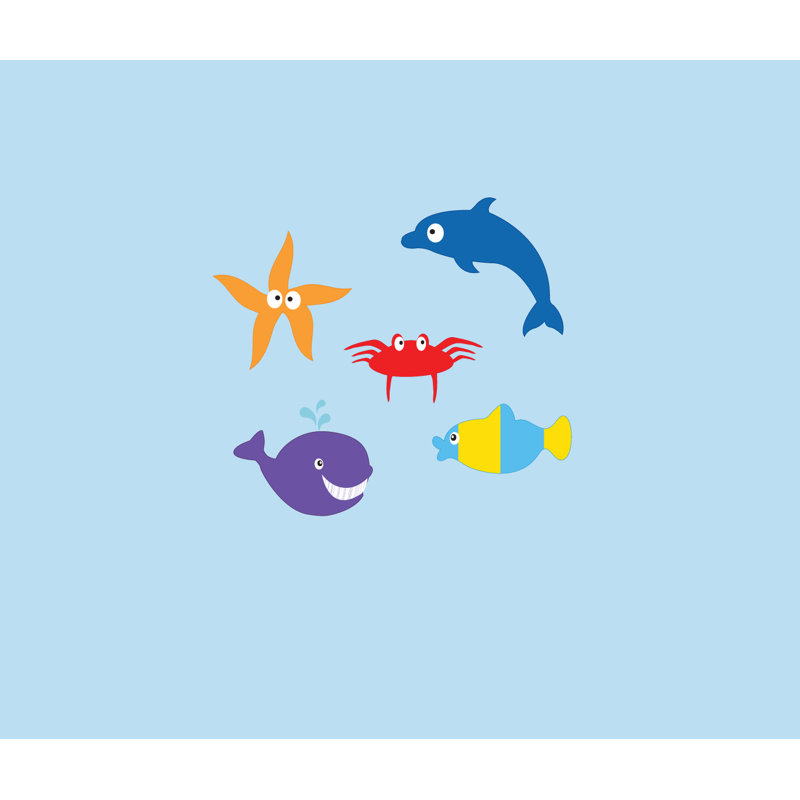 Ensemble d'adhésif décoratif créatures de la mer, H 12 po x l 14 po, Oui