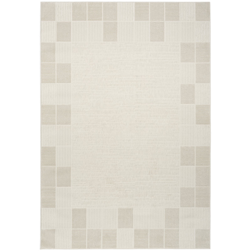 Ebern Designs Reimann Ivory Grey Modern Indoor Rug, Rectangle 4' x 6'