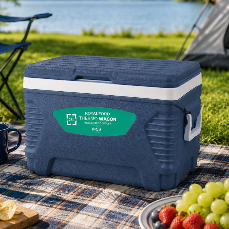 Royalford Insulated 25L Cooler Box - Hot/Cold Freezer Box , Blue