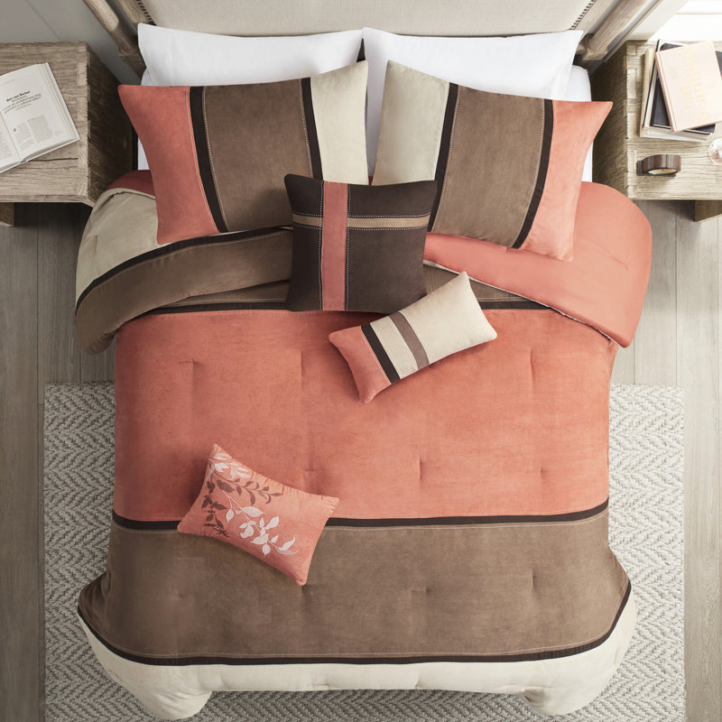 Literie 7 pièces en faux suède - Style corail très charmant