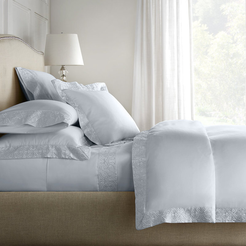 Ariane Duvet Cover Set, Queen Duvet Cover + 2 Standard Sham, Icy Blue