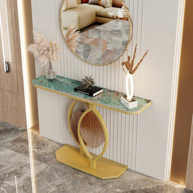 Alver 120cm Marble Top Console Table, Green