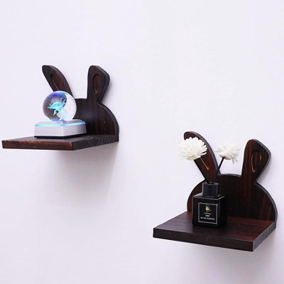 2 petites tablettes flottantes en bois pour lapin, 2 pièces