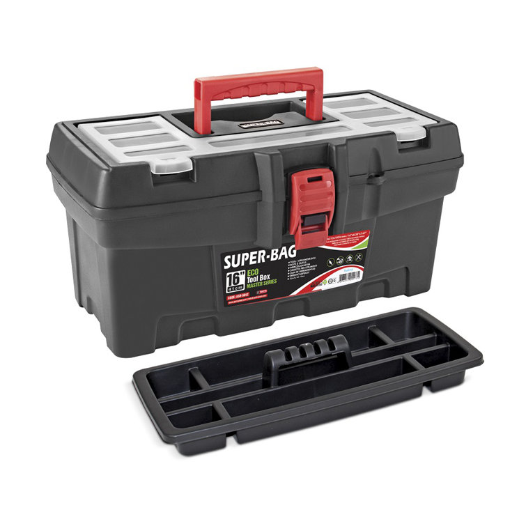 Casaculina 16″ Tool Box with Removable Tool Tray and Extra Small Organizer  Box, 3 Pieces Set