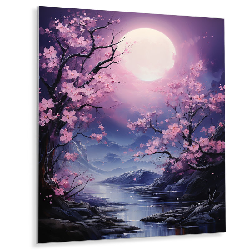 «Moon Nightly Flower Luminosité» sur métal, H 32 po x l 16 po x P 1 po