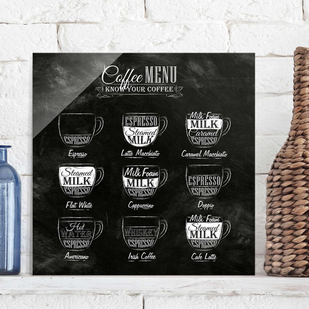 Glasbild Coffee Menu