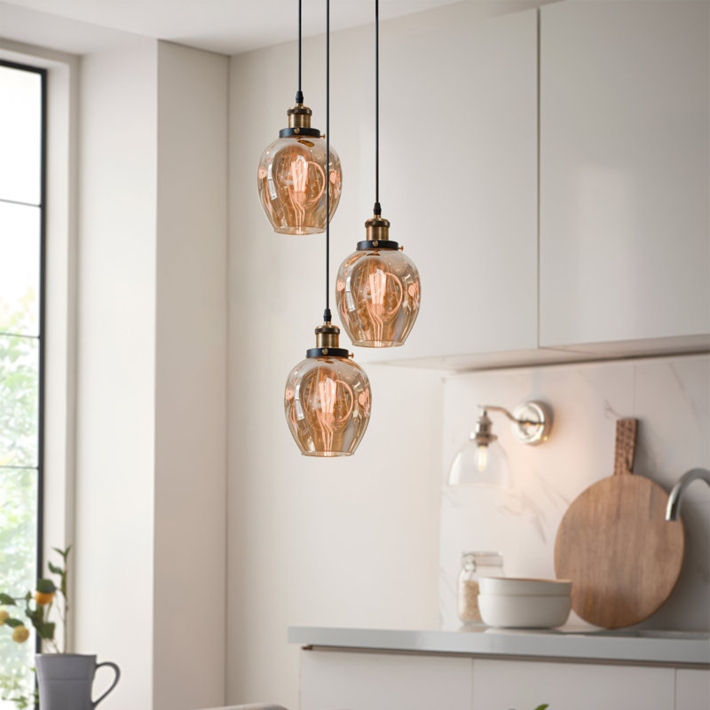 Aeilt 3 - Light Amber Cluster Pendant, Yes