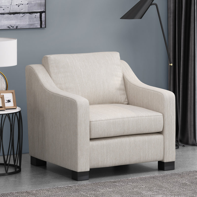 Fauteuil club contemporain rembourré, Beige