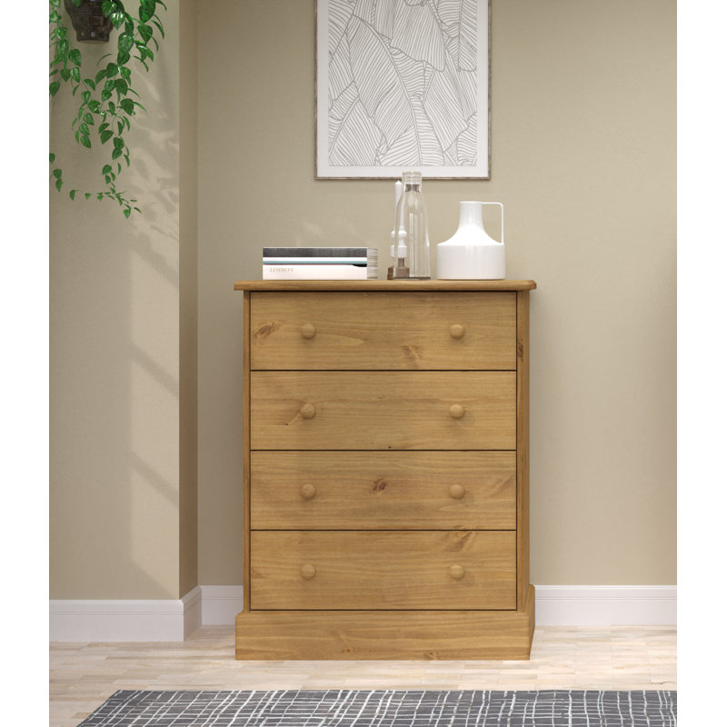 Pursley 4 Drawer Solid Wood Chest of Drawers, Country Farmhouse Design