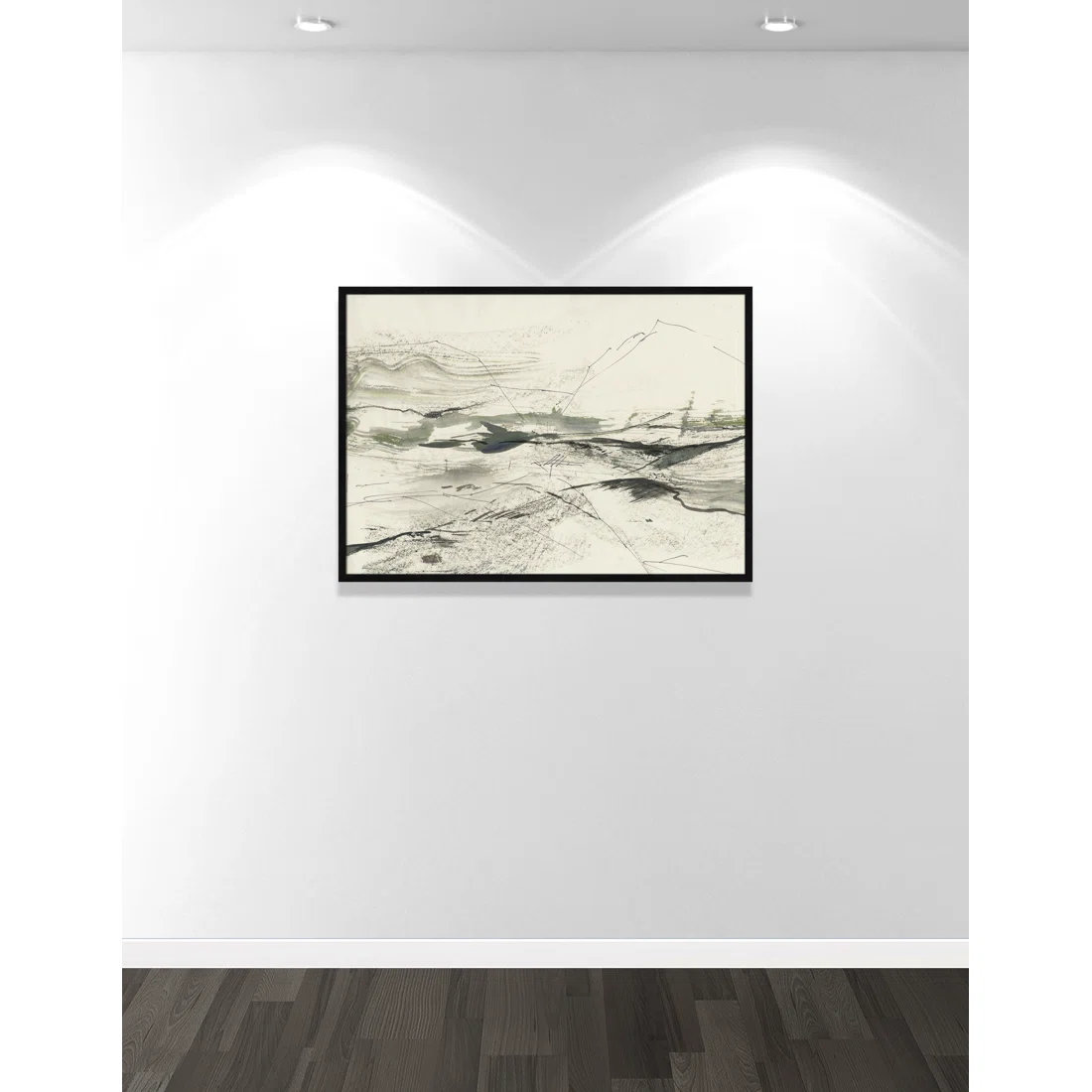 Green Sketches Print by PI Studio, No Mat, Black Slim Picture Framed, 29.5" H x 41.5" W x 0.75" D